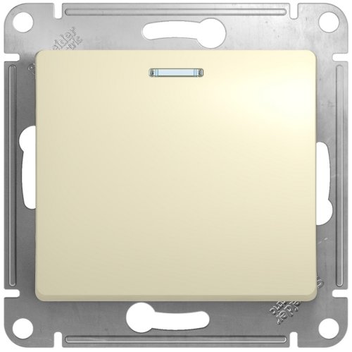 Выключатель с подсветкой без рамки Systeme Electric Glossa 1-кл. бежевый  картинка